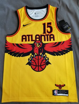 NBA 15 Capela Atlanta Hawks 21-22 City Maillot jaune imprimé